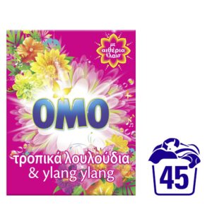 Omo Τροπικά Λουλούδια Απορρυπαντικό Πλυντηρίου Σκόνη 45Μεζούρες 2,52Kg