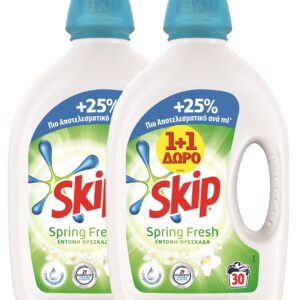 Skip Απορρυπαντικό Υγρό Spring Fresh 30Μεζ + Δώρο 30Μεζ