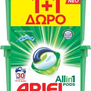Ariel Pods All In 1 Mountain Spring Κάψουλες 15 τεμ 1+1 Δώρο