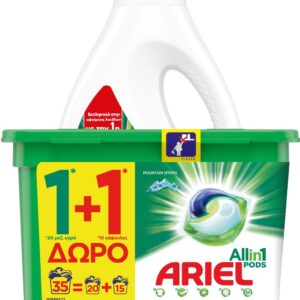 Ariel Pods Mountain Spring Απορρυπαντικό Κάψουλες 20+15 Δώρο
