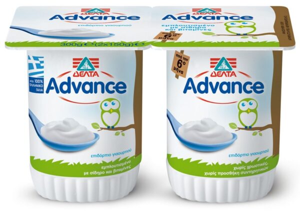 ΔΕΛΤΑ Advance Επιδόρπιο Γιαουρτιού Λευκό 4,6% 2x150gr