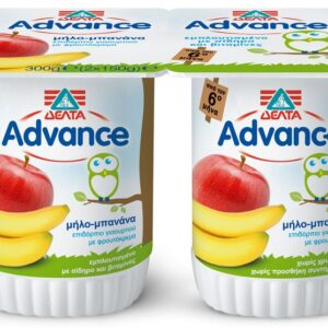 ΔΕΛΤΑ Advance Επιδόρπιο Γιαουρτιού Μήλο & Μπανάνα 4,4% 2x150gr