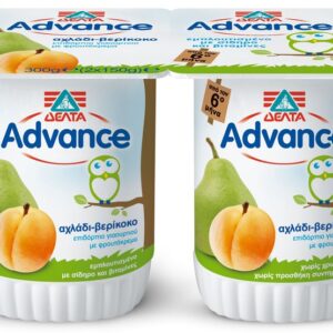 ΔΕΛΤΑ Advance Επιδόρπιο Γιαουρτιού Βερίκοκο & Αχλάδι 4,4% 2x150gr