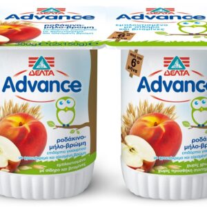 ΔΕΛΤΑ Advance Επιδόρπιο Γιαουρτιού Ροδάκινο, Μήλο, Βρώμη 2x150gr