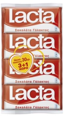 Lacta Σοκολάτα Γάλακτος 30gr 3+1τεμ