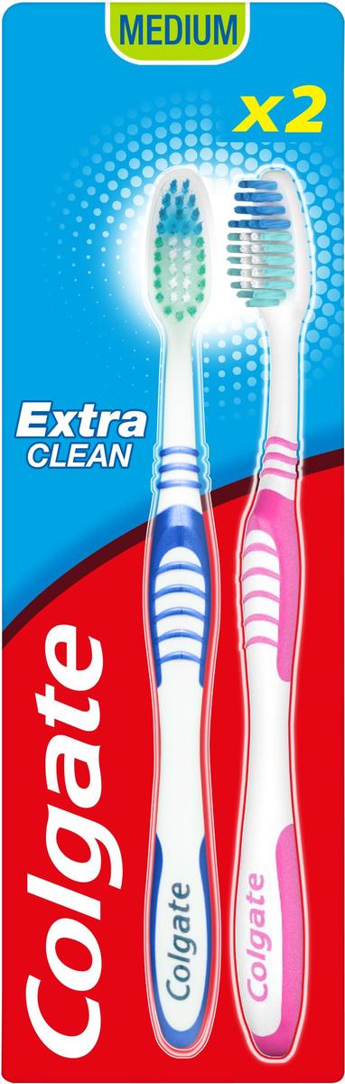 Colgate Extra Clean Μέτρια Οδοντόβουρτσα Διπλή Συσκευασία ΤΙΜΗ ΣΟΚ (2τεμ)