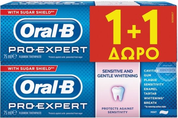 Oral B Pro Expert Sensitive & Whitenning Οδοντόκρεμα 75ml + 75ml Δώρο