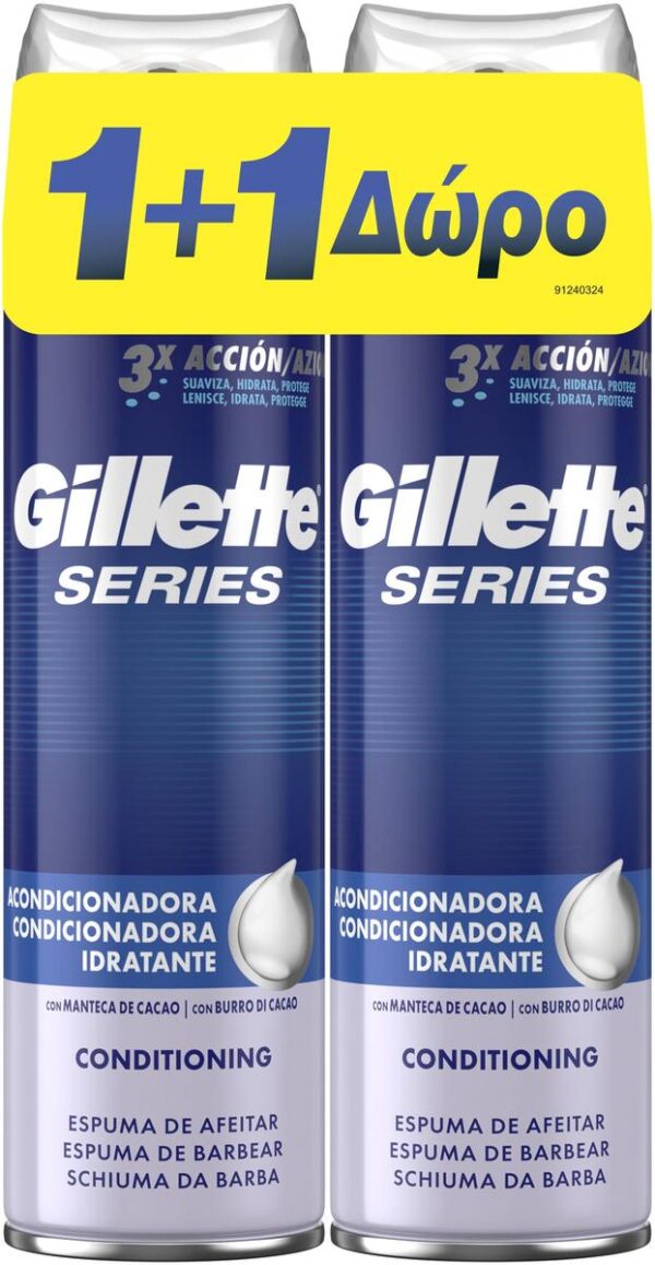 Gillette Αφρός Ξυρίσματος Conditioning 250ml +250ml Δώρο