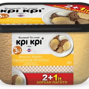 Κρι Κρι Heartmade Παγωτό Βανίλια, Καραμέλα, Κακάο, Μπανάνα 1.5kg +50%