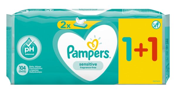 Pampers Sensitive Μωρομάντηλα 52 Τεμάχια (1+1 Δώρο)