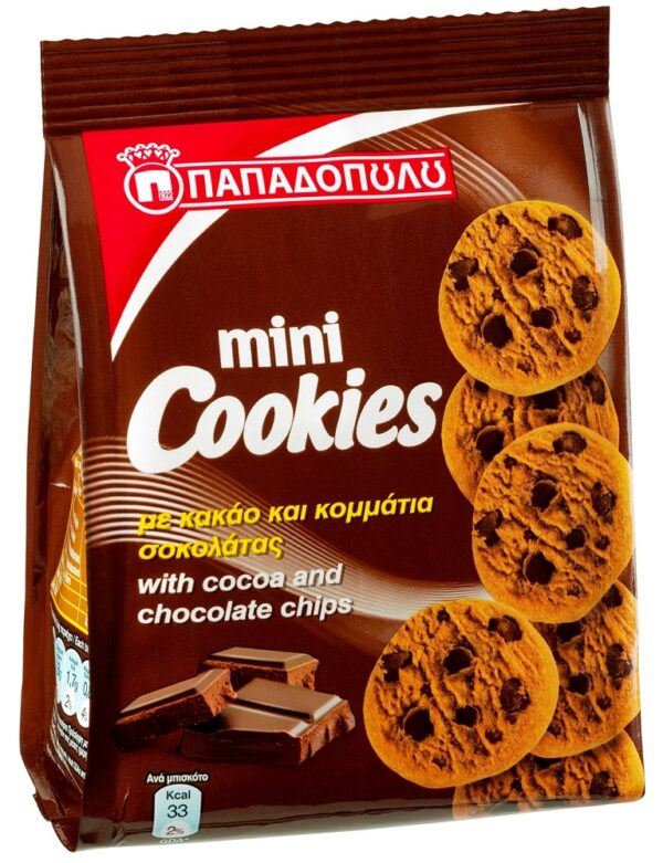 Παπαδοπούλου Mini Cookies Κακάο & Κομμάτια Σοκολάτας 70gr